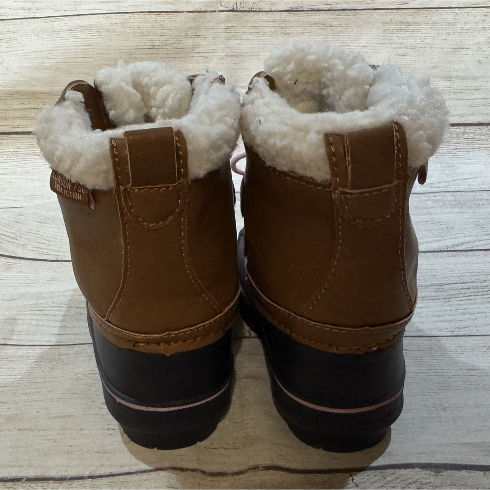 Toddler Girls London Fog Winter Snow Boots Hook Loop Brown Blue Size 6 - Picture 3 of 7